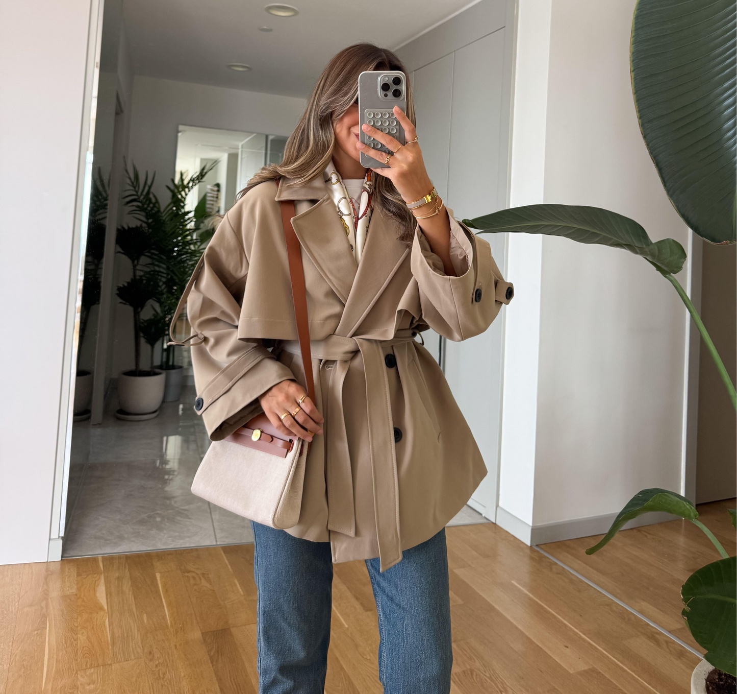 Kısa Trench Coat - Beige