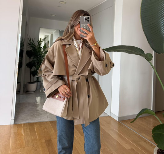 Kısa Trench Coat - Beige