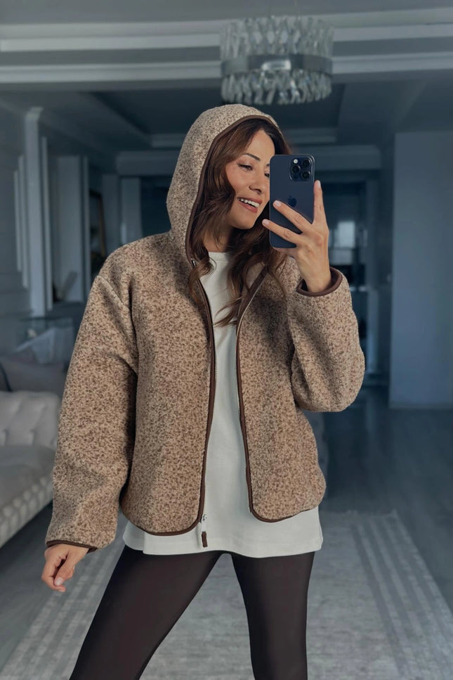 Presy Plush Teddy Hooded Mink Cardigan