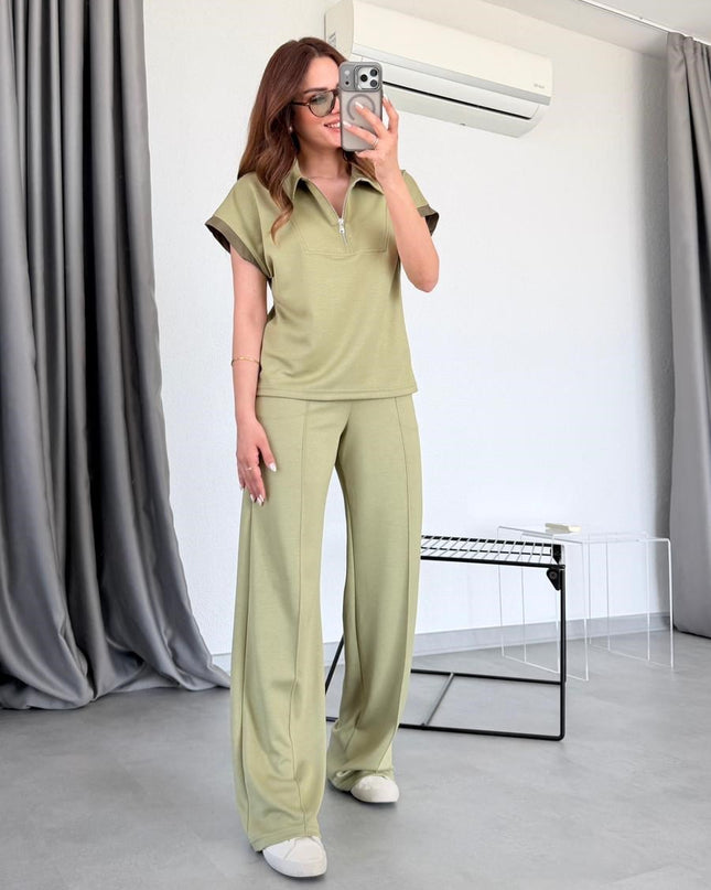Tatiana Polo Collar Sweatshirt and Pants Set