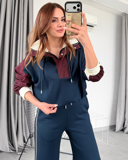 Parachute Detailed Sports Suit - Navy