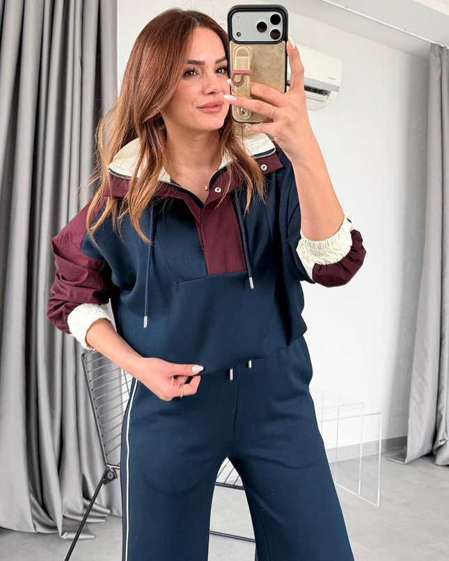 Parachute Detailed Sports Suit - Navy