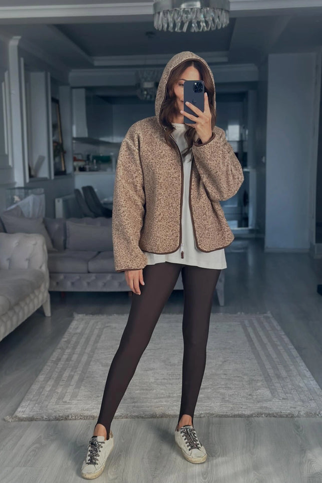 Presy Plush Teddy Hooded Mink Cardigan