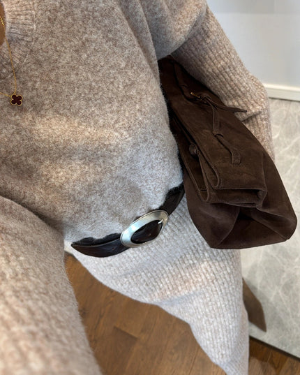 Elegant Knit Midi Dress with Pencil Skirt, Comfortable Standard Fit