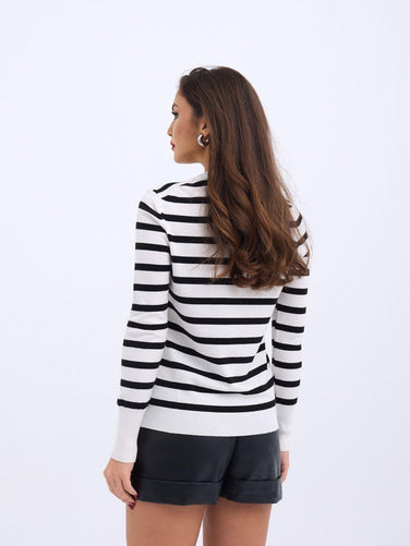 Knitwear striped sweater - Black/Ecru