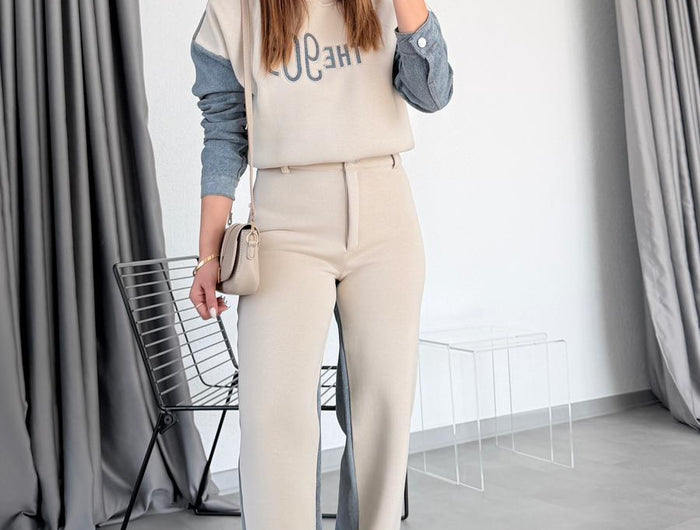 Ruby Arkası Denim Detaylı Takım