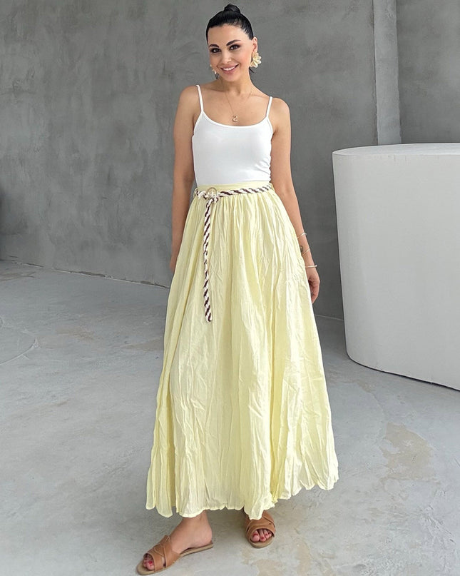 Camila Long Belted Skirt