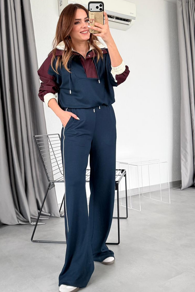 Parachute Detailed Sports Suit - Navy