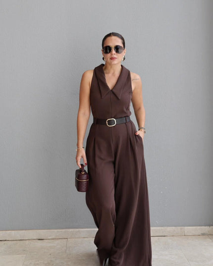 Kemerli Gömlek Yaka Tulum