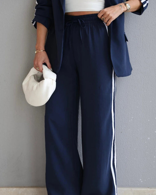 Melissa Striped Detail Blazer and Pants Set