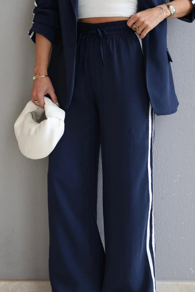 Melissa Striped Detail Blazer and Pants Set
