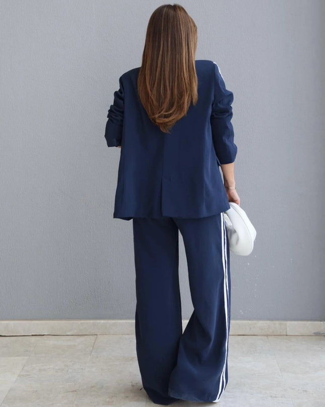 Melissa Striped Detail Blazer and Pants Set