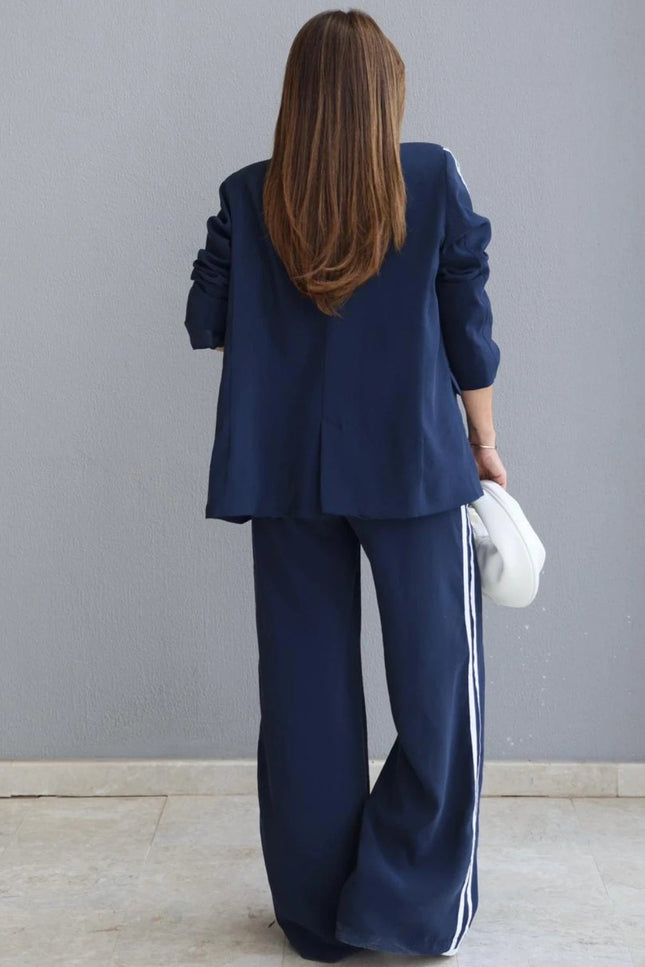 Melissa Striped Detail Blazer and Pants Set