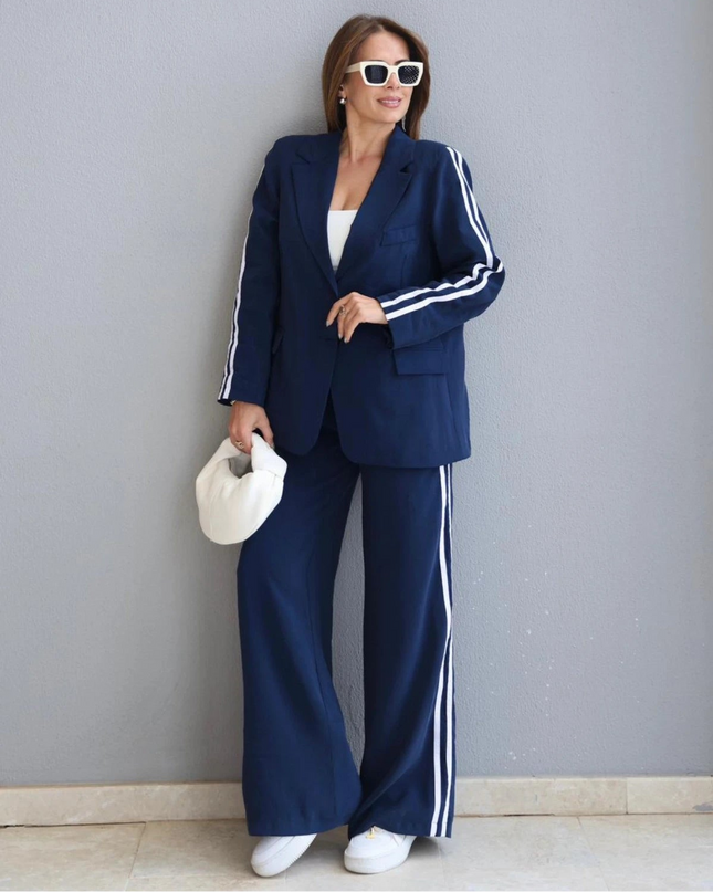 Melissa Striped Detail Blazer and Pants Set