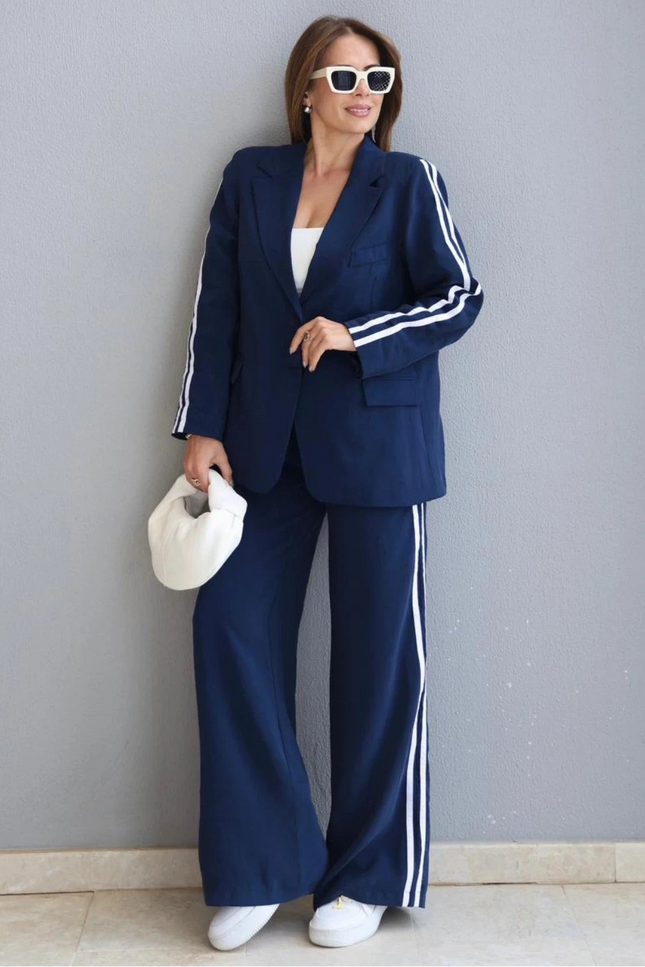Melissa Striped Detail Blazer and Pants Set