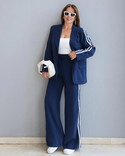 Melissa Striped Detail Blazer and Pants Set