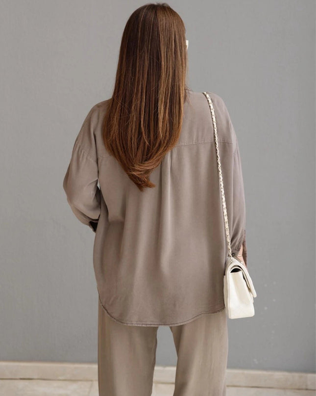 Vizon Tensel Gömlek Pantolon Takım