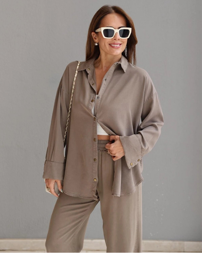 Vizon Tensel Gömlek Pantolon Takım