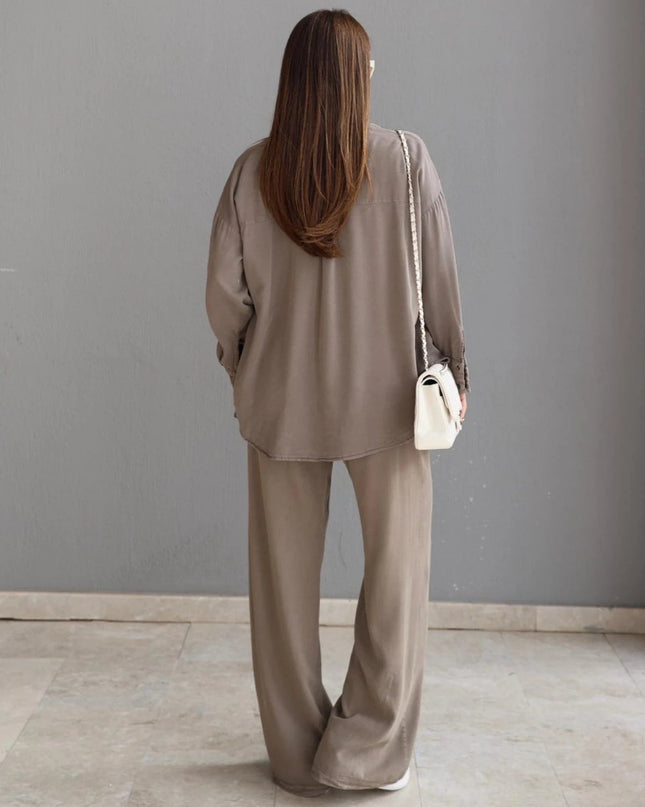 Vizon Tensel Gömlek Pantolon Takım