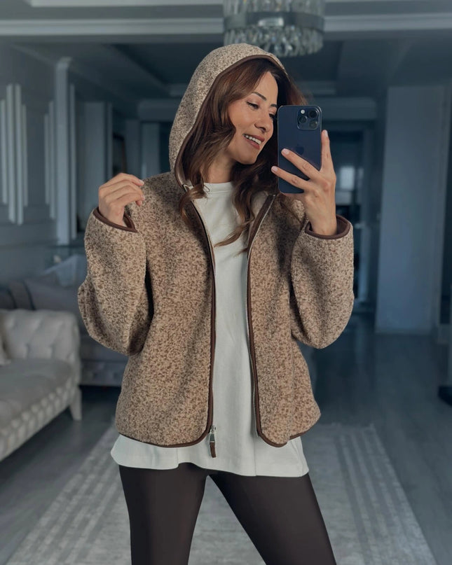 Presy Plush Teddy Hooded Mink Cardigan