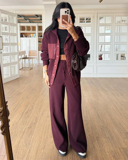 Sama Premium Knit Set - Burgundy
