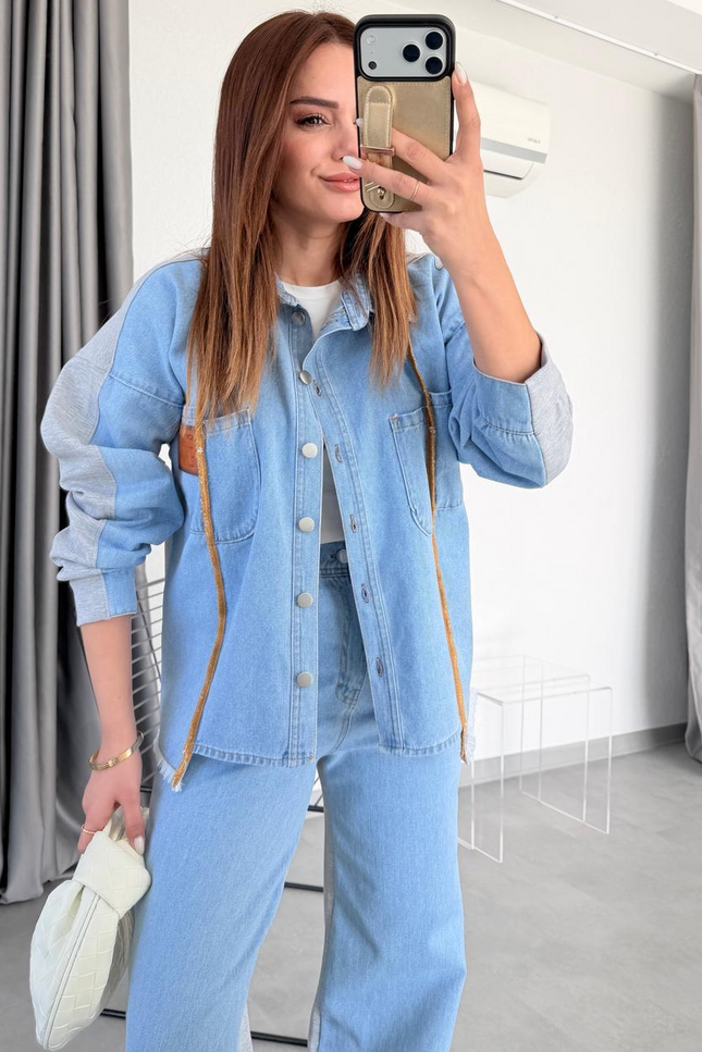Solena Denim Suit Detail at the Front