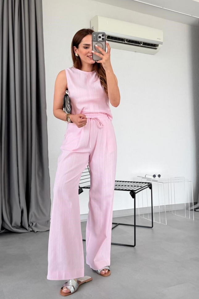 Freya Linen Sleeveless Blouse & Trousers Set