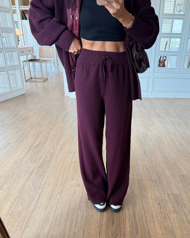Sama Premium Knit Set - Burgundy