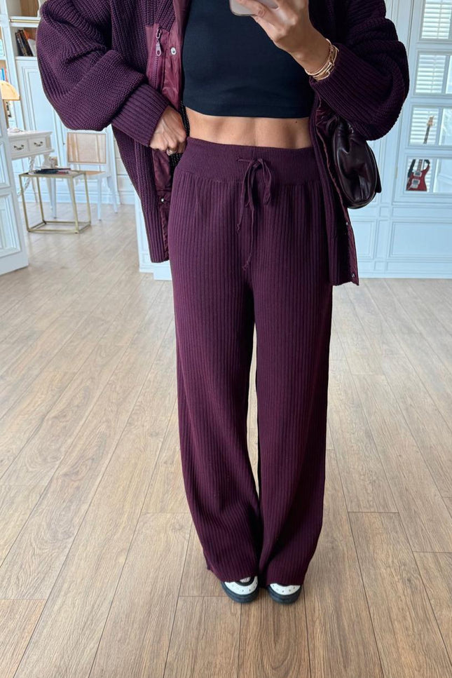 Sama Premium Knit Set - Burgundy
