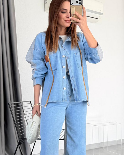 Solena Denim Suit Detail at the Front