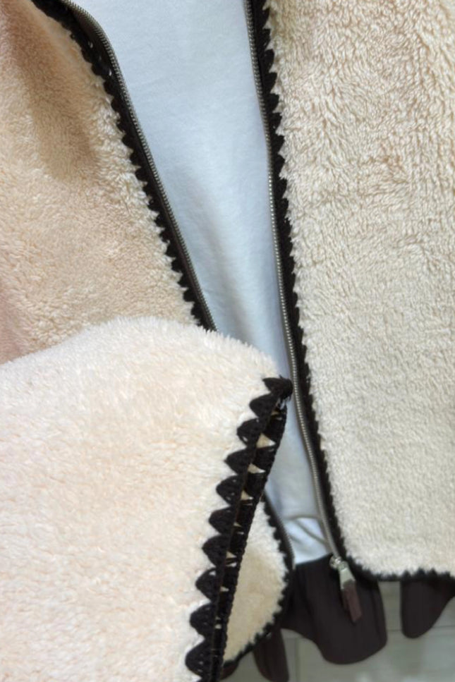 Presy Brown Striped Plush Coat