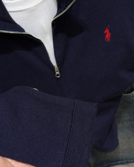 Navy Double-Zip Soft Knit Cardigan