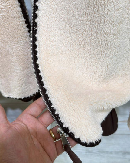 Presy Brown Striped Plush Coat