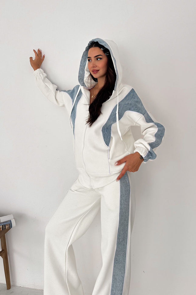 Rebecca Denim Tracksuit White