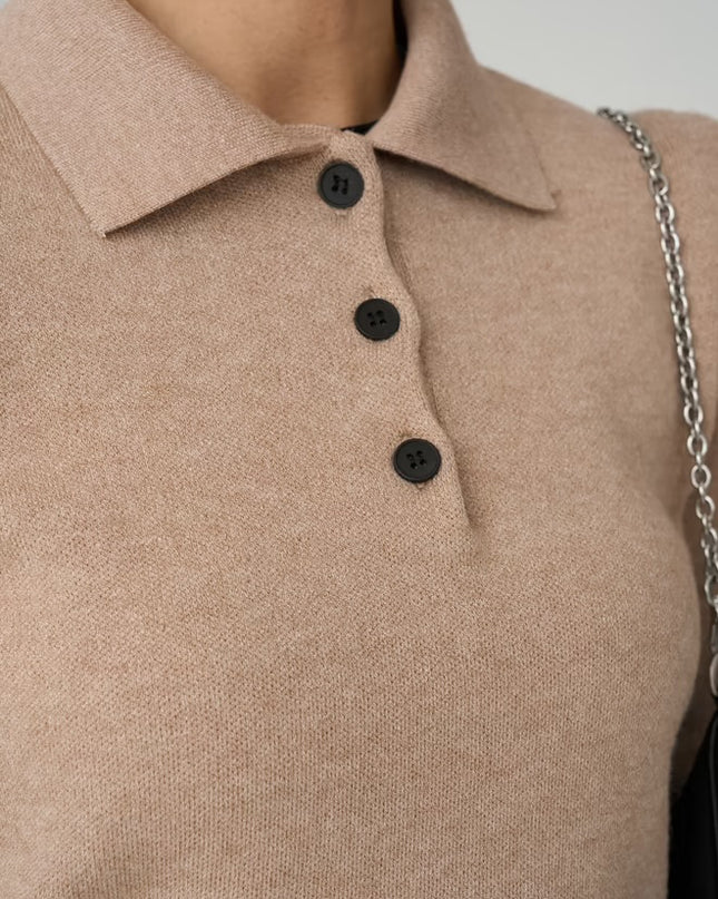 Polo Neck 3 Button Sweater