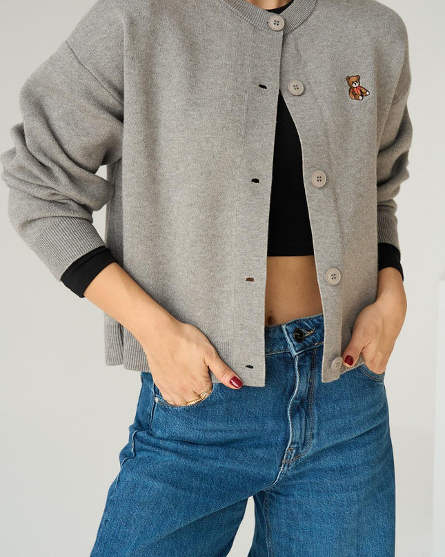 Crew Neck 5 Button Cardigan