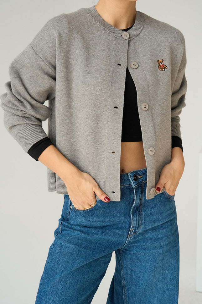 Crew Neck 5 Button Cardigan