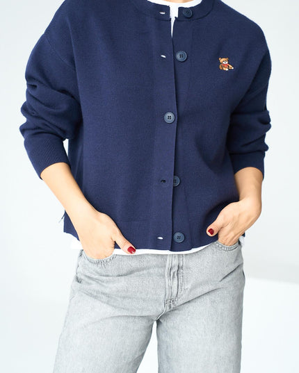 Crew Neck 5 Button Cardigan