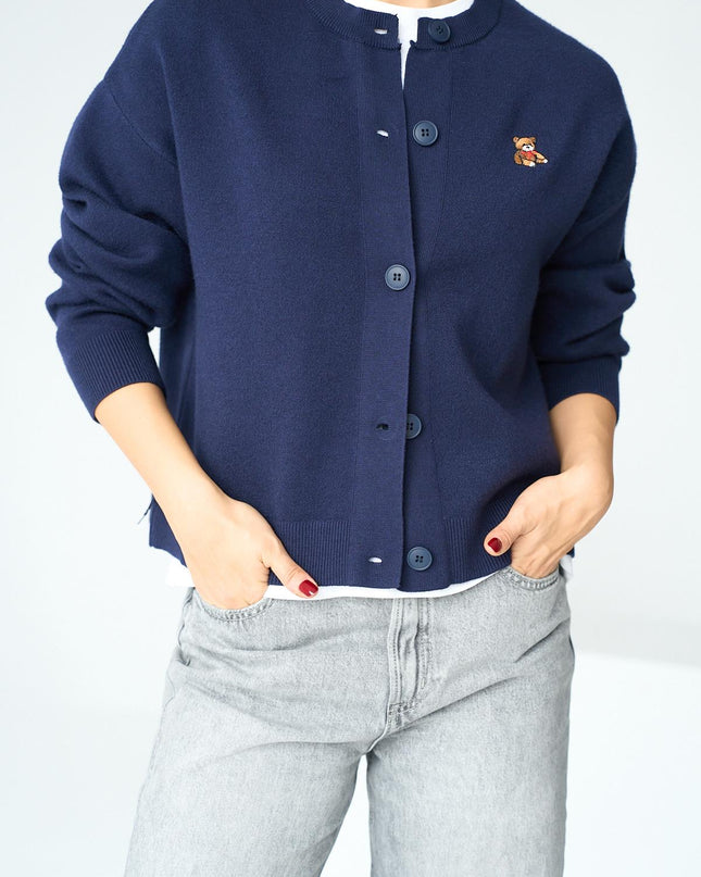 Crew Neck 5 Button Cardigan