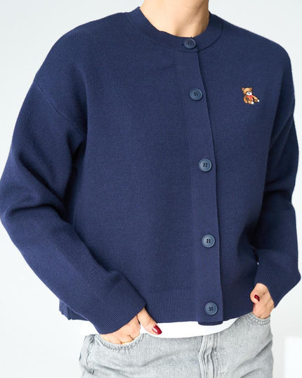 Crew Neck 5 Button Cardigan
