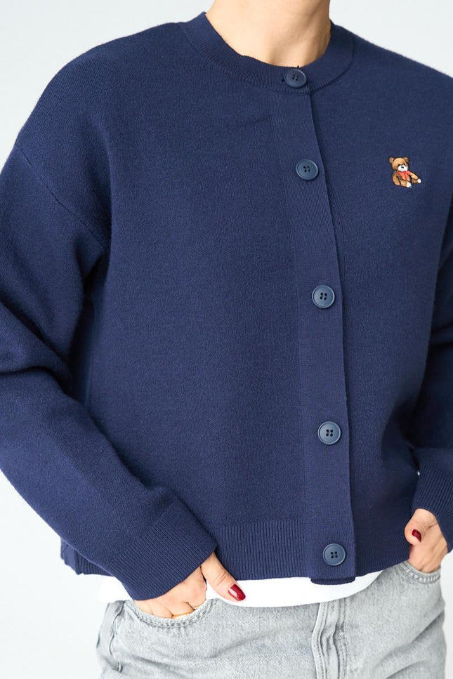 Crew Neck 5 Button Cardigan