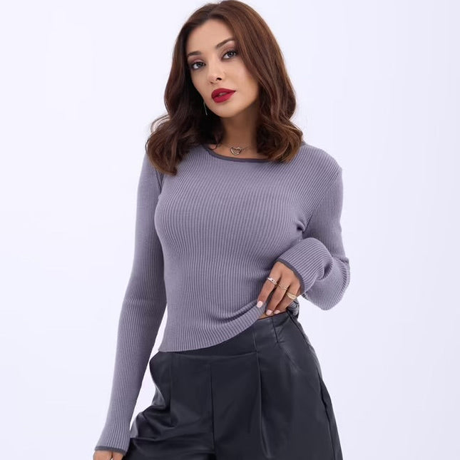Knitwear Basic Collar Striped Sweater