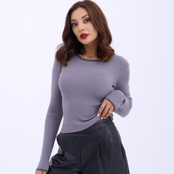 Knitwear Basic Collar Striped Sweater