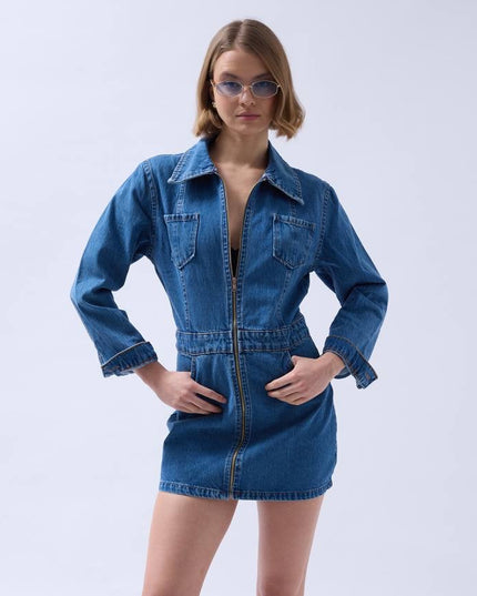 Zipper Denim Dress