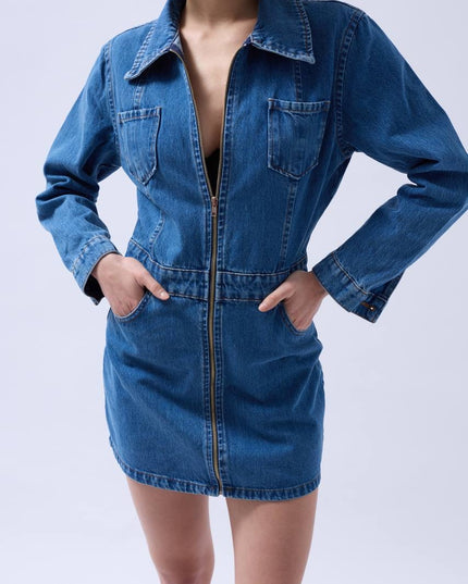 Zipper Denim Dress