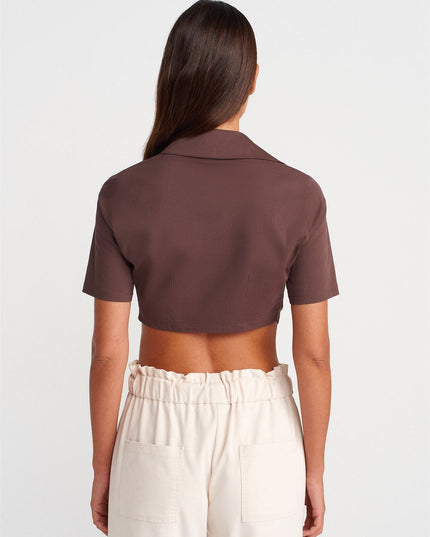 Crop Shirt With Pocket Detailed