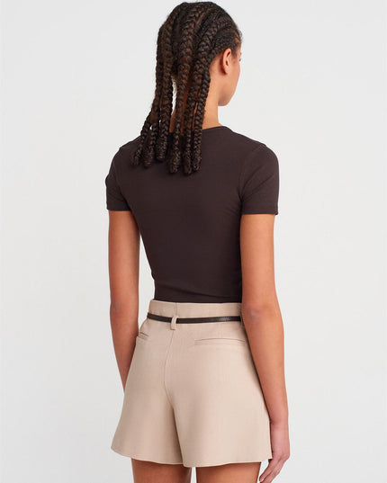 Skort Beige With Belt