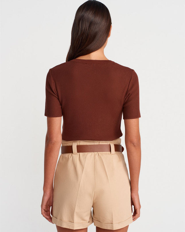 Belted Shorts Elastic Waist