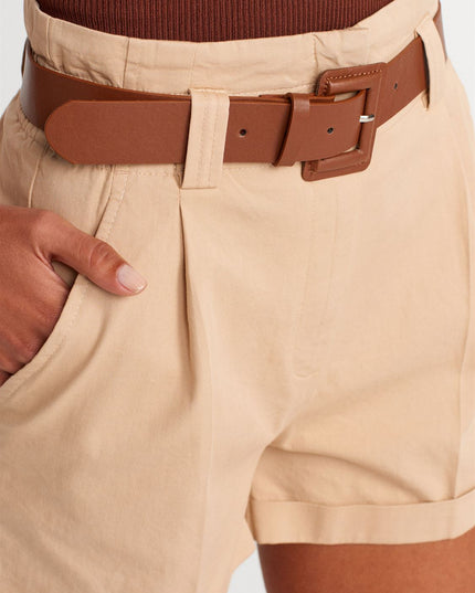 Belted Shorts Elastic Waist