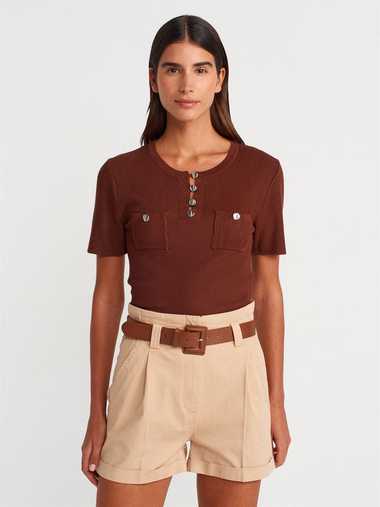 Belted Shorts Elastic Waist